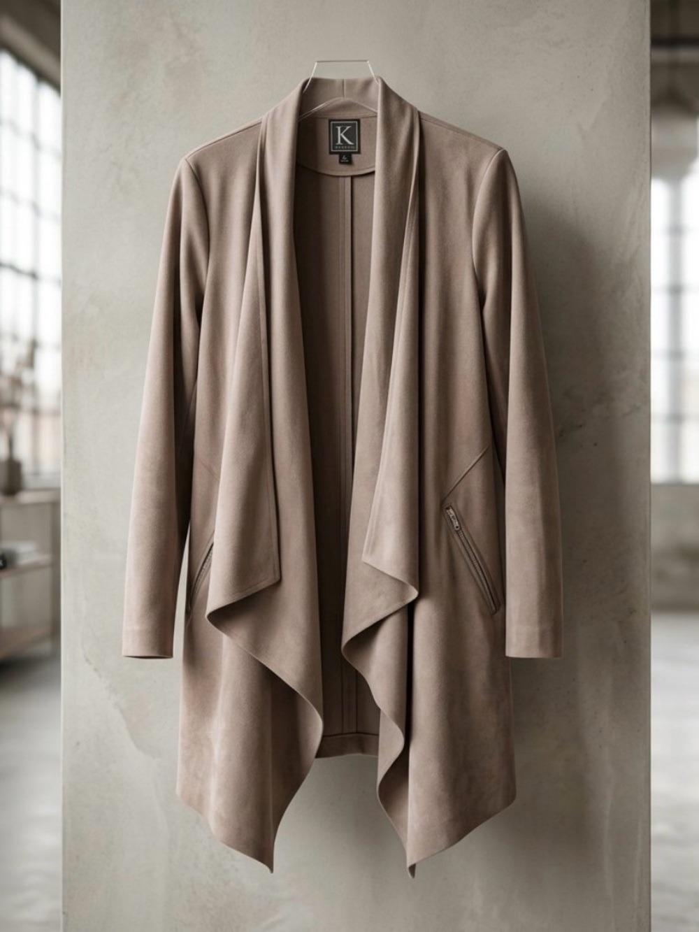 K By Kinnucan’s Tan Faux Suede Coat Tiered Jacket - Size -S